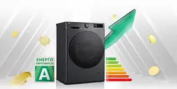 LG Пральна машина фронтальна, 9кг, 1200, A, 48см, дисплей, пара, інвертор, чорний - мініатюра 2