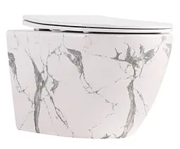 Унітаз підвісний Qtap Robin Ultra Quiet, Marble, з сидінням Slim Duroplast / Soft-close / Quick Release QTROB26MR48998