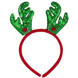 Новорічний обідок "Оленячі ріжкит" 2511(Green) 16,5х14,5 см