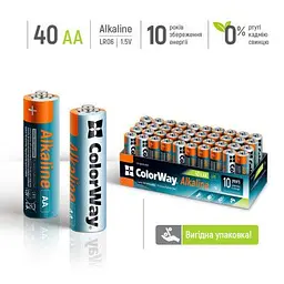 Батарейка ColorWay AA LR6 Alkaline Power (лужні) * 40 colour box (CW-BALR06-40CB) - мініатюра 2