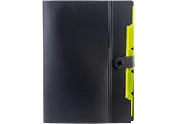 Папка-конверт "Optima" №O35540 A4 на кнопці,6від.,з розширенням,чорна з лимонним - мініатюра 2