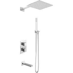 Душова система Kohlman Excelent 25 chrome з термостатом + BOX прихованого монтажу KPL-QW433HQ25, Хром