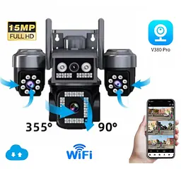 Вулична WiFi IPкамера C011W   15Мп  чорна 3 незалежних об'єктиви поворотні