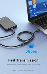 Кабель Vention USB 3.0 - OTG USB3.0 0.5 м Black (CBHBD) - мініатюра 4