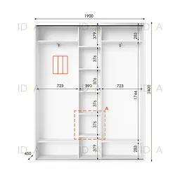 Шафа-купе Idea серія 2 190 x 45 x 240 см Білий Дзеркало - мініатюра 2