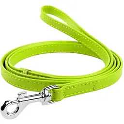 Повідець для собак Waudog Glamour, шкіряний, 122х1,2 см, салатовий