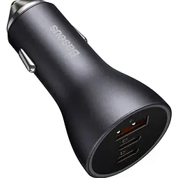 Автомобільний зарядний пристрій Baseus Golden Contactor Triple Fast Charger Car Charger 65W U+C+C CGJP010013 Dark Grey - мініатюра 5
