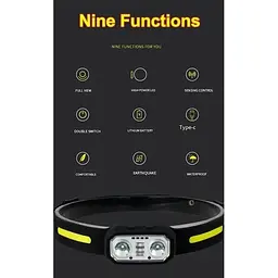 Налобний ліхтар Coba CB-802 з датчиком руху, білим та червоним світлом XPE + COB Type-C IPX4 - мініатюра 6