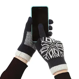Рукавички ArmorStandart Touch Gloves Snowflake с орнаментом Blue (ARM59994) - мініатюра 3