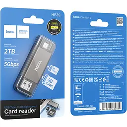 Кардрідер Hoco HB39 2-in-1 Metal Gray (604819) [168991] - мініатюра 7