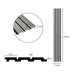 Декоративна PS рейка 122x2900x12мм (D) SW-00001740 - мініатюра 4
