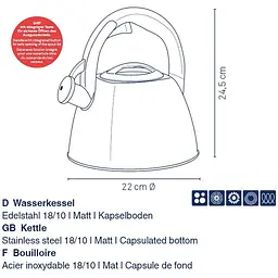 Чайник Kela Vitus металік 2.4 л (12078) - мініатюра 2