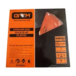 Диск пиляльний GTM 254×30мм, 40 зубів, по дереву (SBW-25440) - мініатюра 2