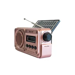 Радіоприймач на сонячній батареї FM золотистий портативне радіо колонка FM/USB/TF Golon RX-499VS - мініатюра 6