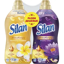 Набір кондиціонерів для білизни Silan Aromatherapy Dreamy Lotus 1100 мл + Fascinating Frangipani 1100 мл