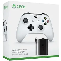 Microsoft Xbox One S Wireless Controller with Bluetooth (White) + Play and Charge Kit