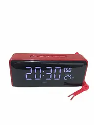 Портативна бездротова Bluetooth колонка 10Вт акумуляторна з LED дисплеєм годинником та термометром 17х4.5х7см Tg-174 Red