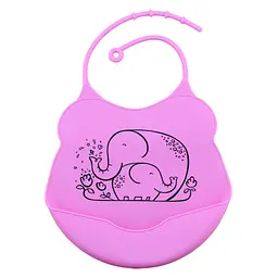 Силіконовий слинявчик з кишенею Kiddy Рожевий Слон 02673