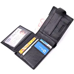 Горизонтальний чоловічий гаманець із натуральної шкіри ST Leather 22443 чорний - мініатюра 7