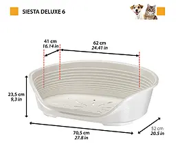 Пластиковий лежак для собак і котів Ferplast Siesta Deluxe 6 бордовий 70,5×52×23,5 см 70206929 - мініатюра 2