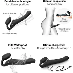Безремінний страпон з вібрацією Strap-On-Me Vibrating Black L - мініатюра 3
