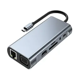 Хаб Док станція 11 в 1 USB Type-C концентратор для ноутбука 11 портів 