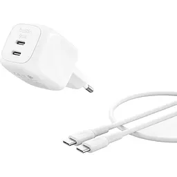 Мережевий зарядний пристрій Belkin Boost Up Charge Pro Dual USB-C GaN 50W White + Cable USB-C - USB-C (WCH019KQ1MWH-B6) [158913]