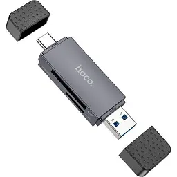 Картридер Hoco HB45 Spirit 2in1 Сard Reader USB-A/Type-C 3.0 metal gray