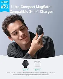 Бездротове зарядне ANKER MagGo Wireless Charging Pad 15 W 3-in-1 Foldable B25M8H11 - мініатюра 5