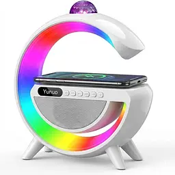 Лампа-нічник з бездротовою зарядкою YN-2366 дискокуля розумний RGB світильник музична колонка 15Вт Білий