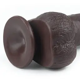 Фалоімітатор LoveToy Sliding Skin з подвійного матеріалу 23 см коричневий - мініатюра 7
