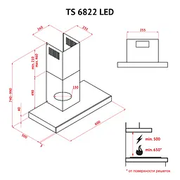 Витяжка декоративна Т-подібна PERFELLI TS 6822 I/BL LED - мініатюра 16