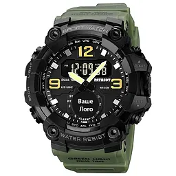 Чоловічий наручний годинник 003AG Ваше лого Зелені + Коробка Patriot acs0031063 - мініатюра 2