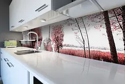 Кухонний фартух Романтична Алєя наклейка ПВХ рожеві дерева вежа ейфелева 65х250 см Happy Pocket Z180518 - мініатюра 6
