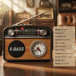 Радіоприймач PR-1002BT / Радіоприймач з годинником та Bluetooth - мініатюра 4