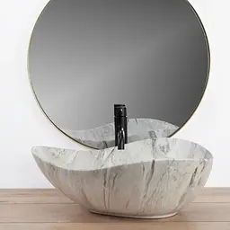 Умивальник Rea Dora Stone 40х51,5 grey (REA-U5066), Матова - мініатюра 4