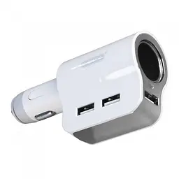Автомобільний зарядний пристрій Ezra CR05, 3 USB, 12–24 В, білий - мініатюра 2