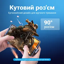 Кабель Vention TANHD USB-C - USB-C кутовий 90° PD 100 Вт 0,5 м сірий (TANHD) - мініатюра 6