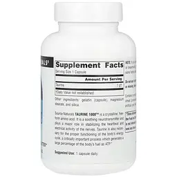 Таурин Source Naturals Taurine 1000™ 1000 мг 60 капсул - мініатюра 2