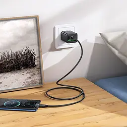 Мережевий зарядний пристрій Hoco N55 Fundador 20W Black [125202] - мініатюра 4
