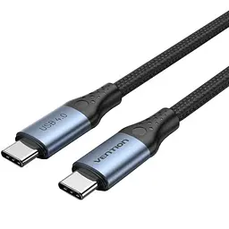 Кабель USB 4.0 Type-C M-M, 1.0 м 240W 8K60Hz Thunderbolt 4 Сірий Aluminum Alloy Vention