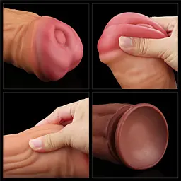 Фалоімітатор LoveToy Dual Layered Silicone Cock 12" 30 см коричневий - мініатюра 7