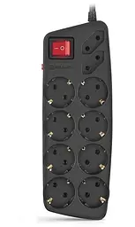 Мережевий фільтр Real-EL RS-10 Protect 10 розеток 1.8 м Black, 10А, до 2.3 кВт, виключатель, заземление (EL122300038) - мініатюра 6
