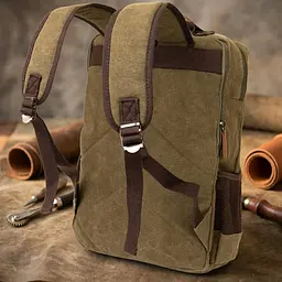 Рюкзак текстильний дорожній унісекс на два відділення 20612 Vintage зелений - мініатюра 4