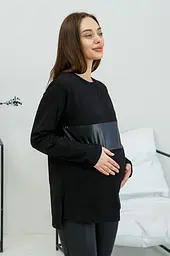 Лонгслів зі шкіряною вставкою для вагітних та годуючих Mexico 46 Lullababe Чорний LB06MX136 - мініатюра 2