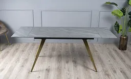 Стіл обідній Prestol Старий розкладний 140/200x80x75 см сірий мат золоті ніжки - мініатюра 6