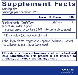 Клопогон Pure Encapsulations Black Cohosh 2.5 для підтримки під час менопаузи 250 мг 120 капсул - мініатюра 2
