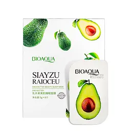 Нічна маска для обличчя зволожуюча Bioaqua Siayzu Raioceu c авокадо і маслом ши