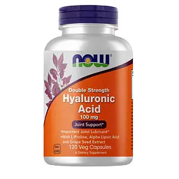 Препарат для суглобів і зв'язок NOW Hyaluronic Acid 100 mg Double Strength, 120 вегакапсул