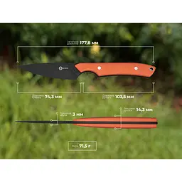 Ніж фіксований кишеньковий Civivi High Grass Field Knife (7,4 см) 14C28N / G10 помаранчевий з чохлом - мініатюра 13